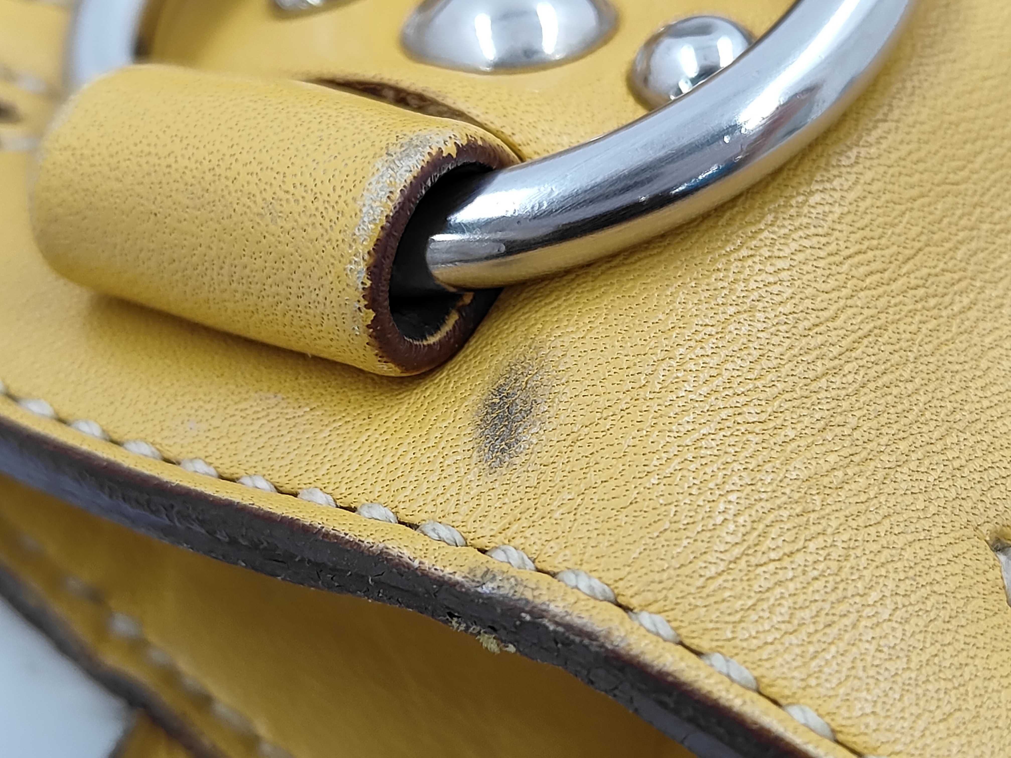 handbag, flower pattern, leather, yellow. — view 14