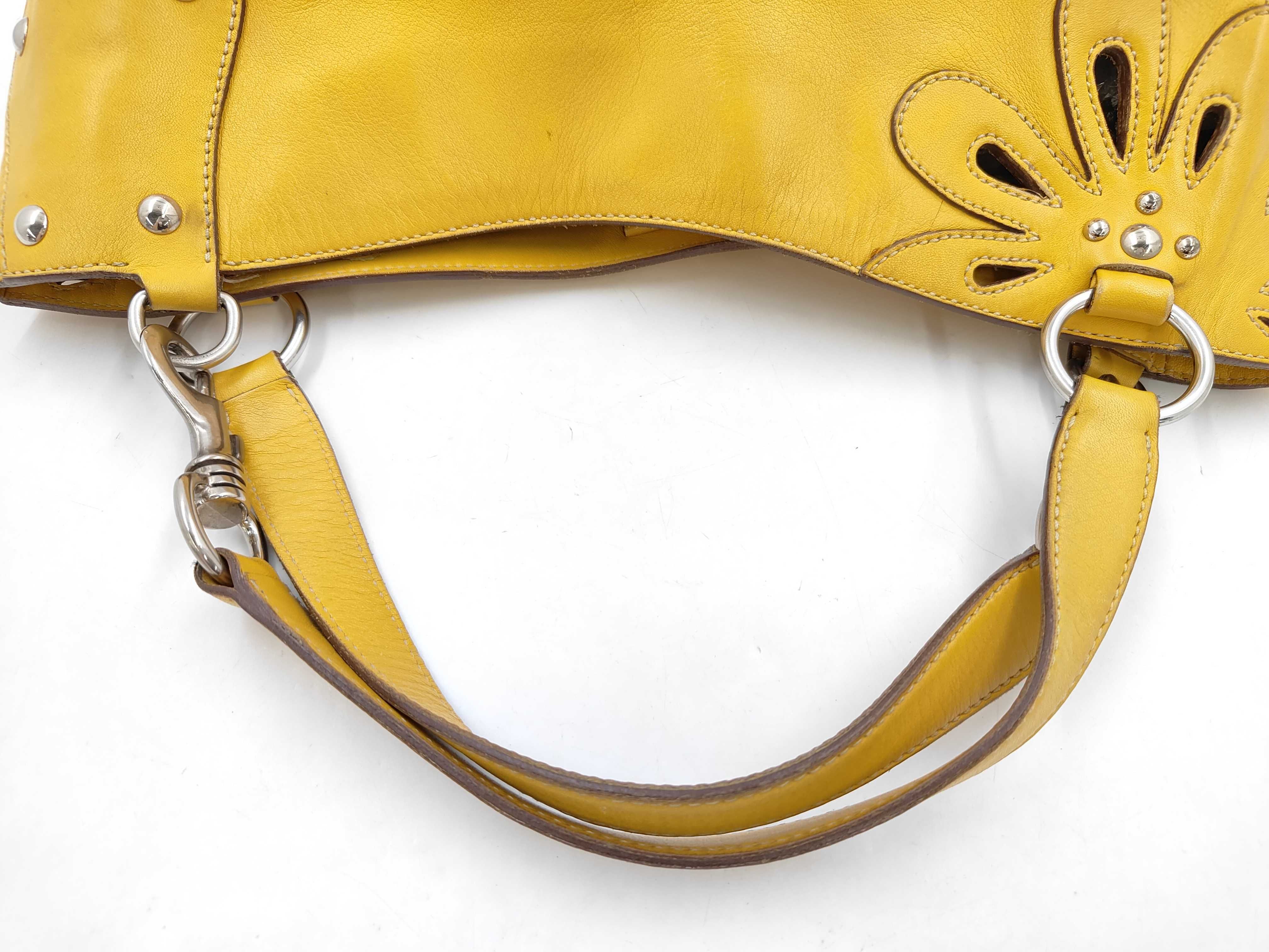 handbag, flower pattern, leather, yellow. — view 5