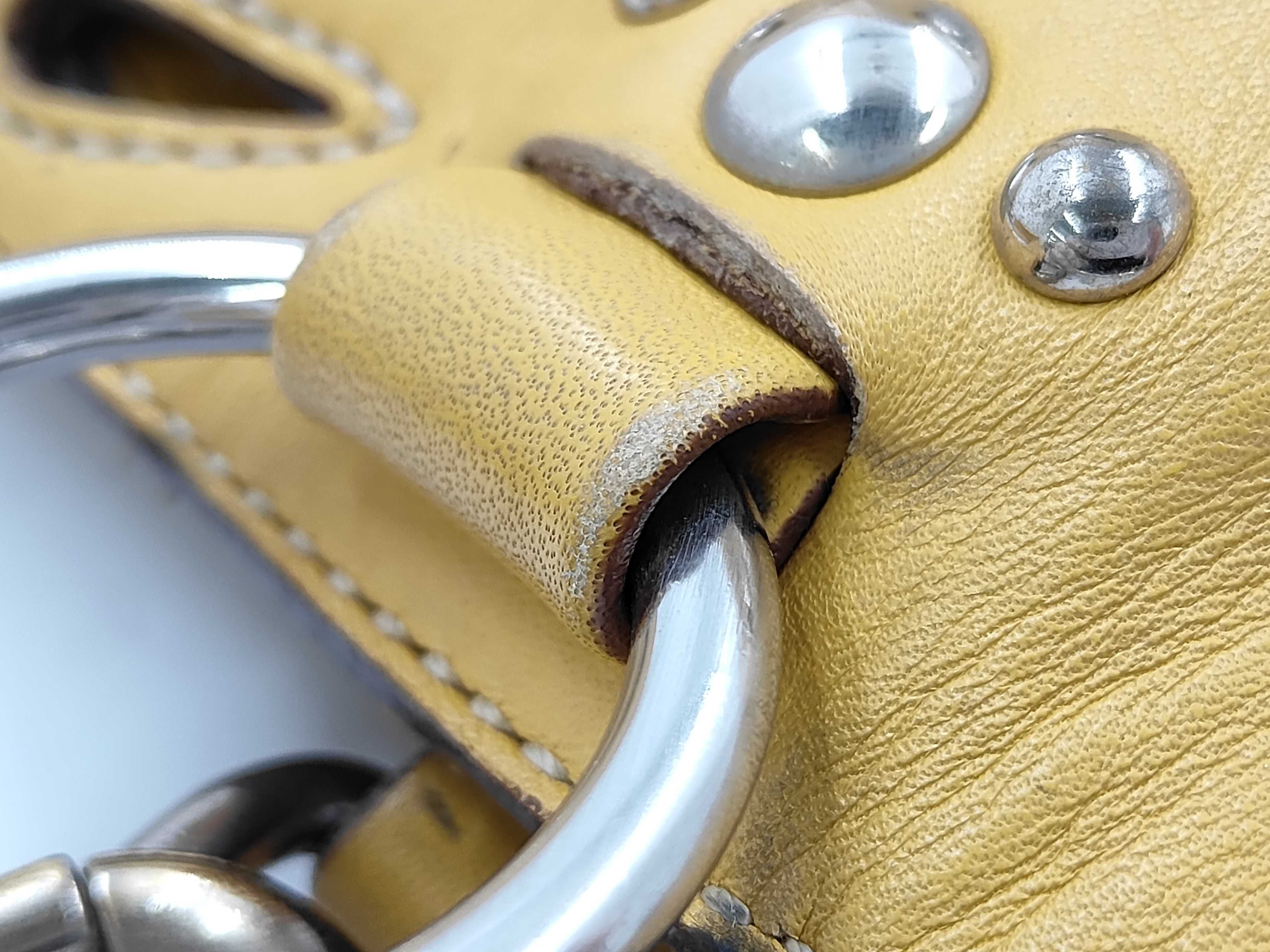 handbag, flower pattern, leather, yellow. — view 7