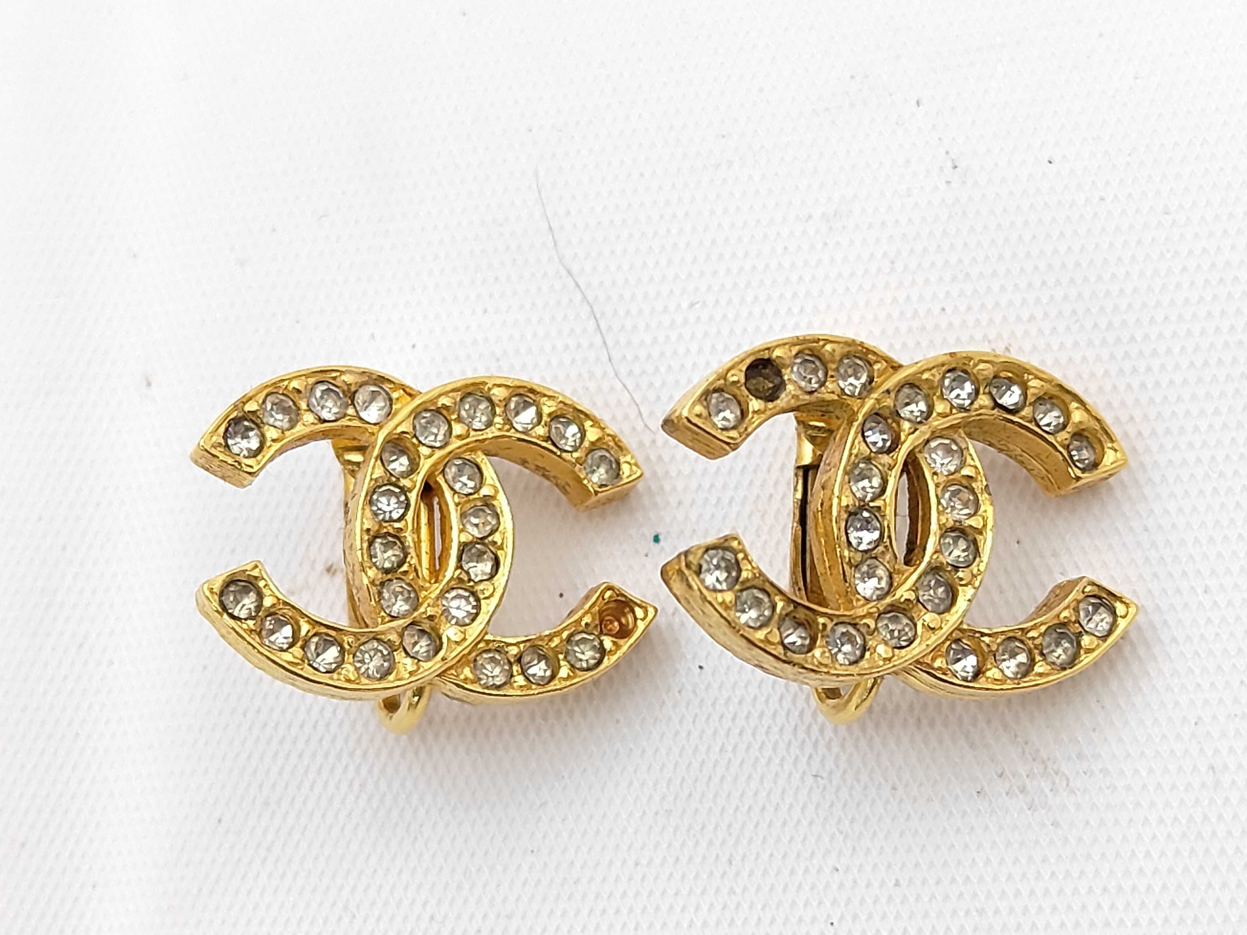 Coco Mark Rhinestone Earrings 208A (2 stones missing)