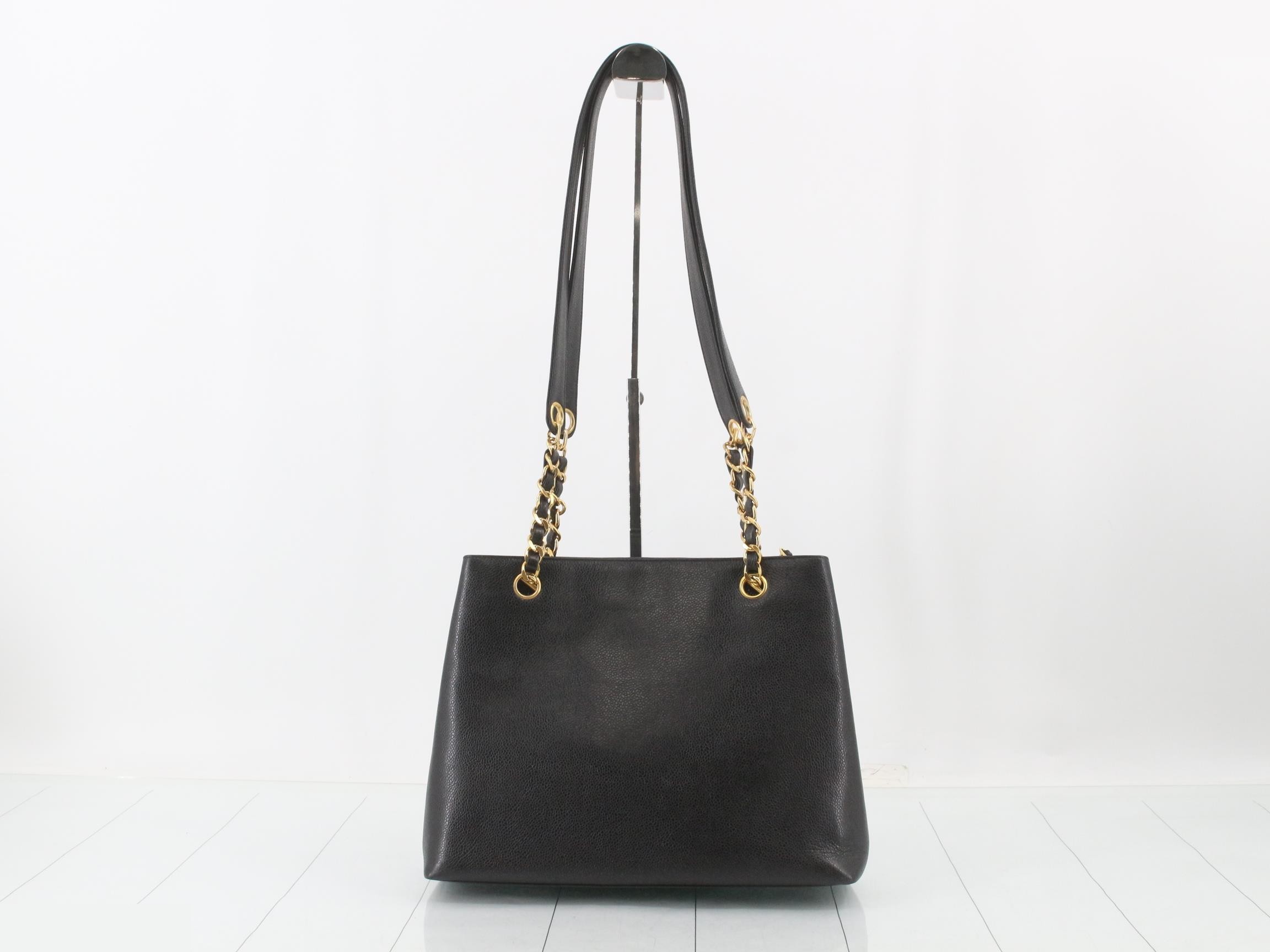 Coco Mark Caviar Skin Chain Tote Bag — view 2