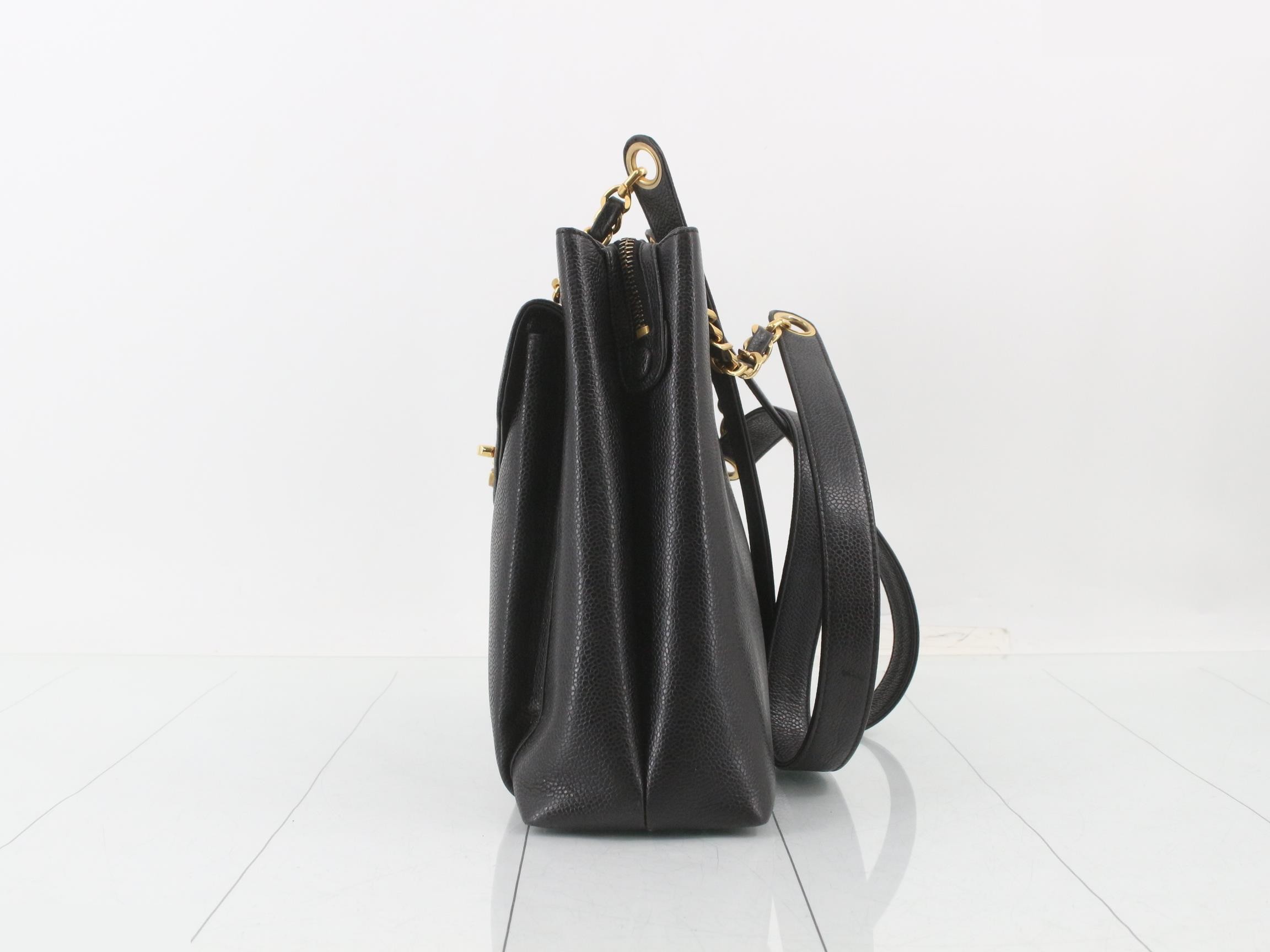 Coco Mark Caviar Skin Chain Tote Bag — view 3