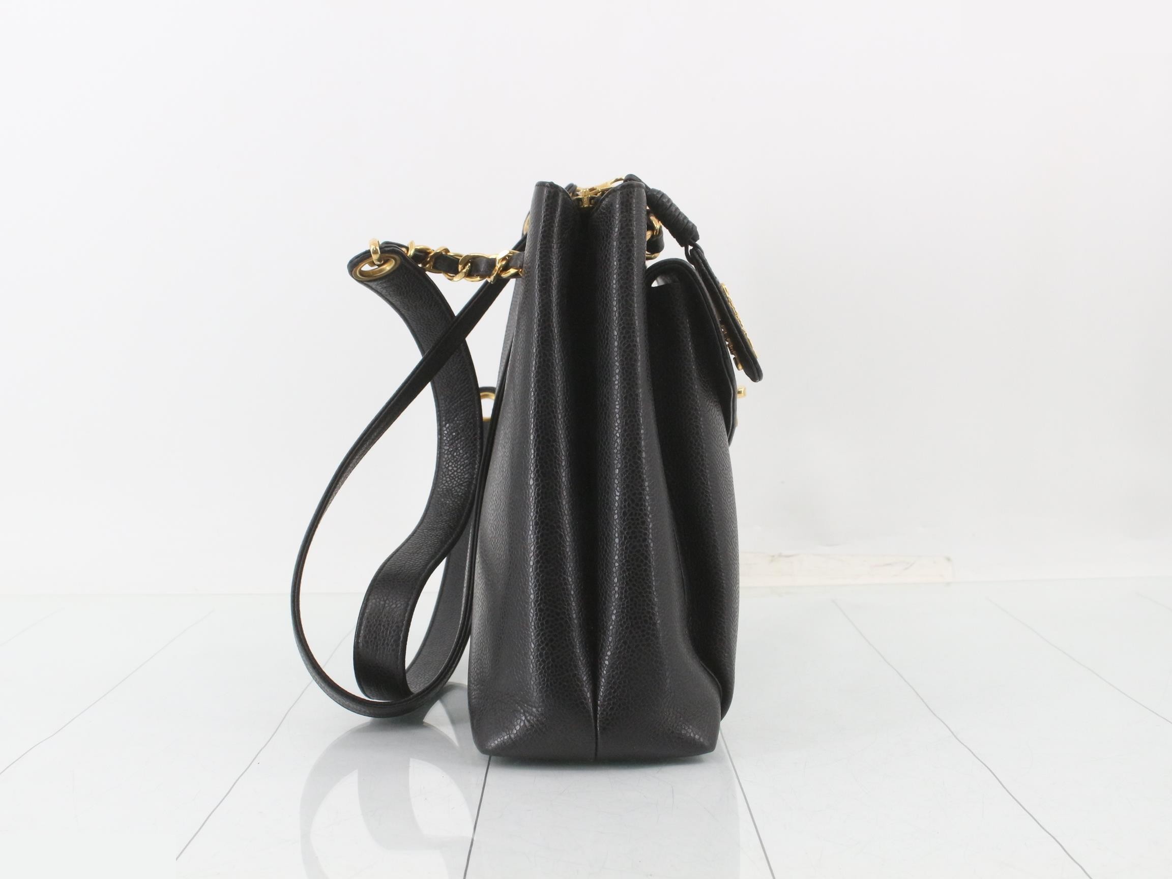 Coco Mark Caviar Skin Chain Tote Bag — view 4
