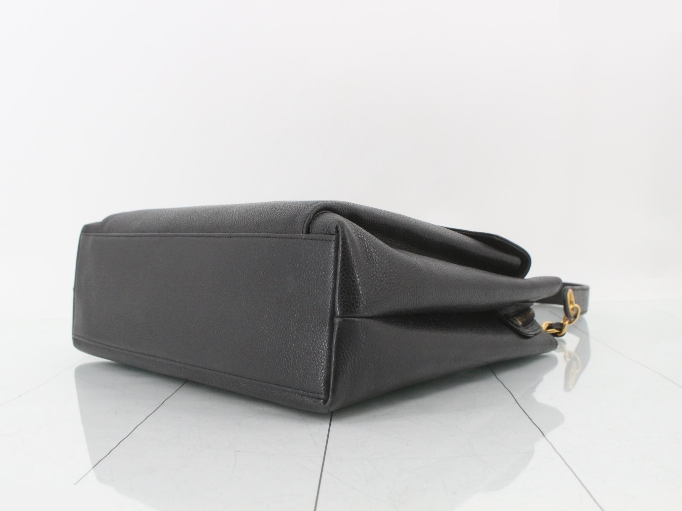 Coco Mark Caviar Skin Chain Tote Bag — view 6