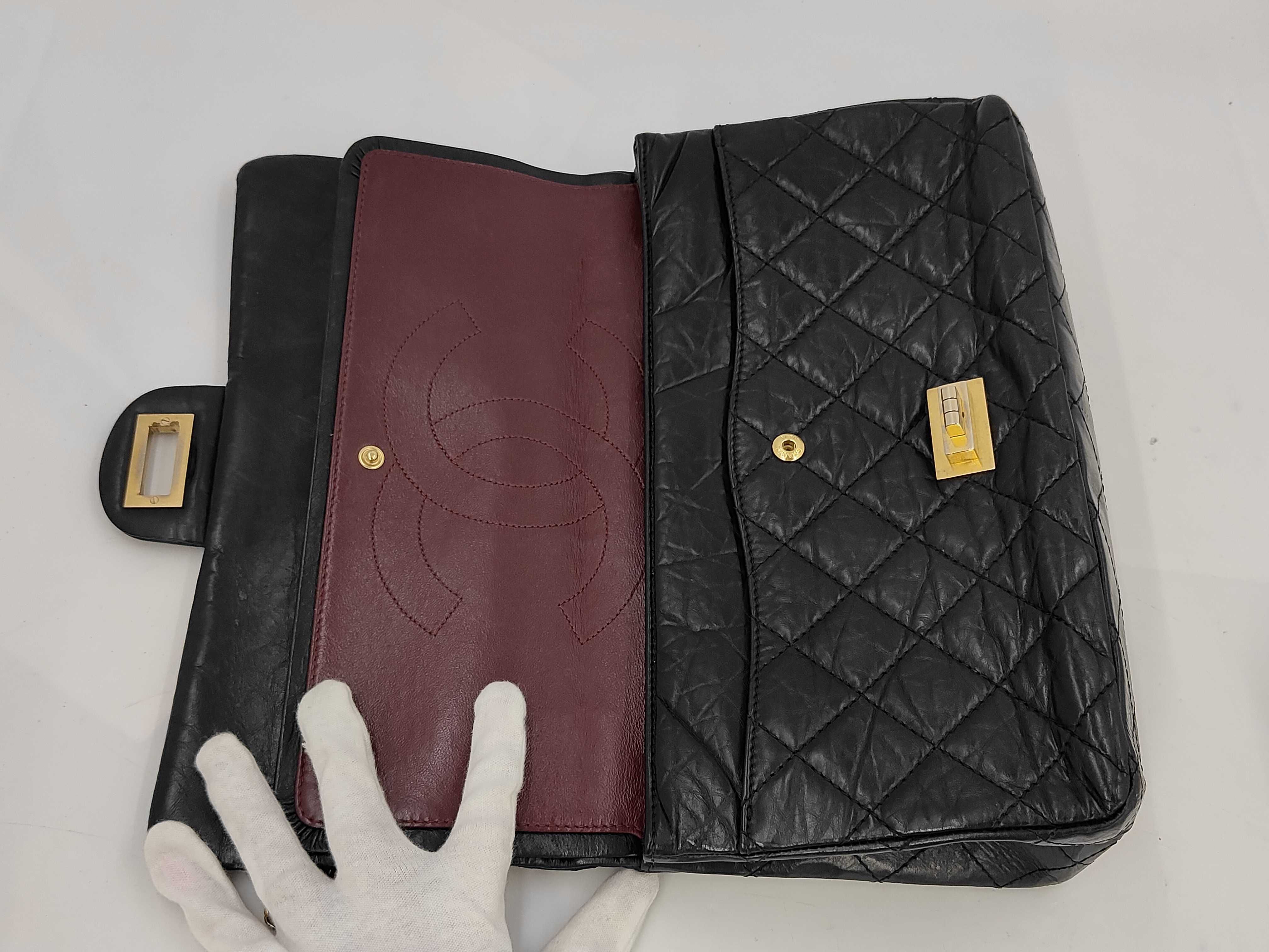 2.55 Calfskin Black Double Flap Shoulder Bag — view 12