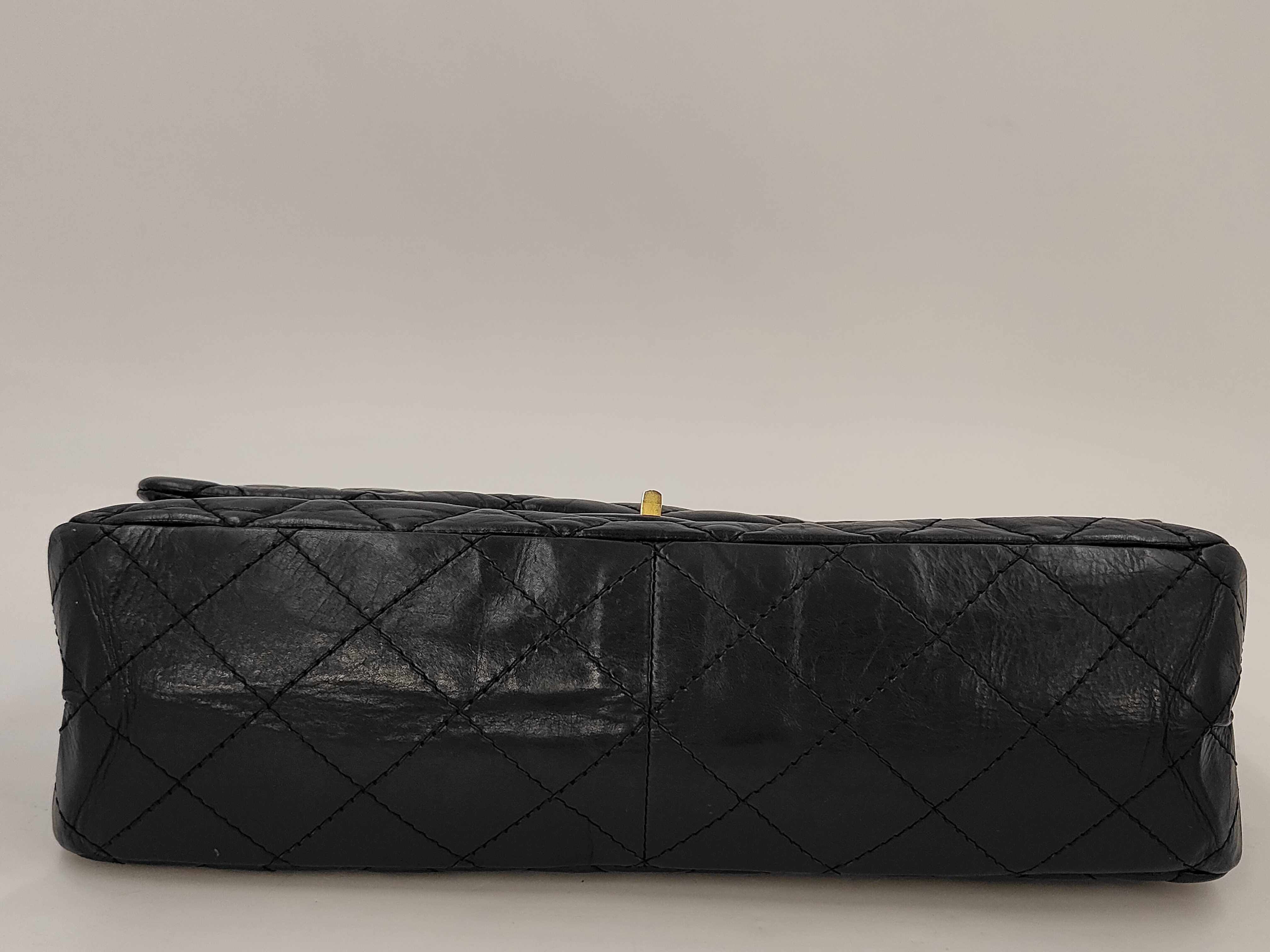2.55 Calfskin Black Double Flap Shoulder Bag — view 4