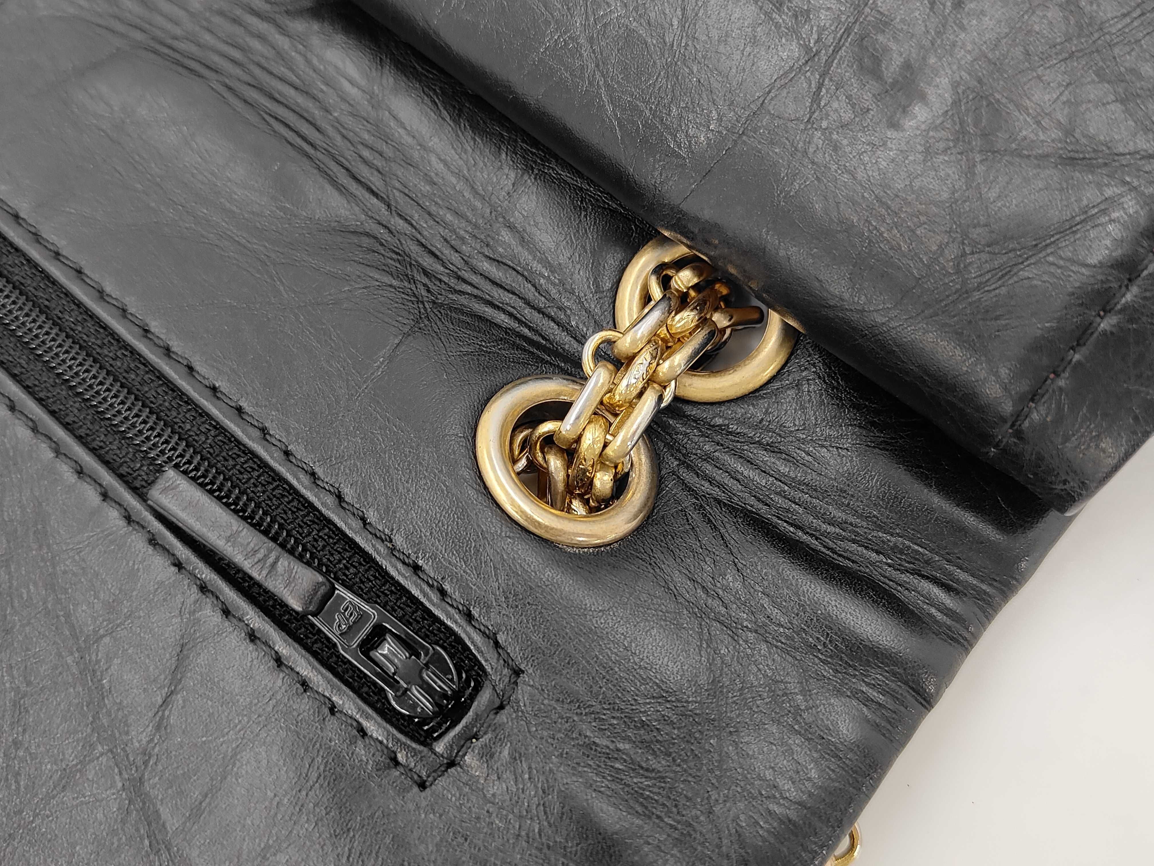 2.55 Calfskin Black Double Flap Shoulder Bag — view 7