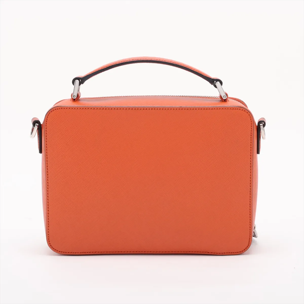 Saffiano Brick Leather 2-Way Handbag, Orange — view 2