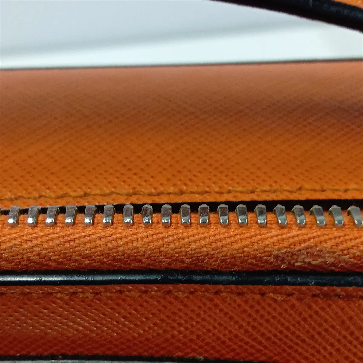 Saffiano Brick Leather 2-Way Handbag, Orange — view 11