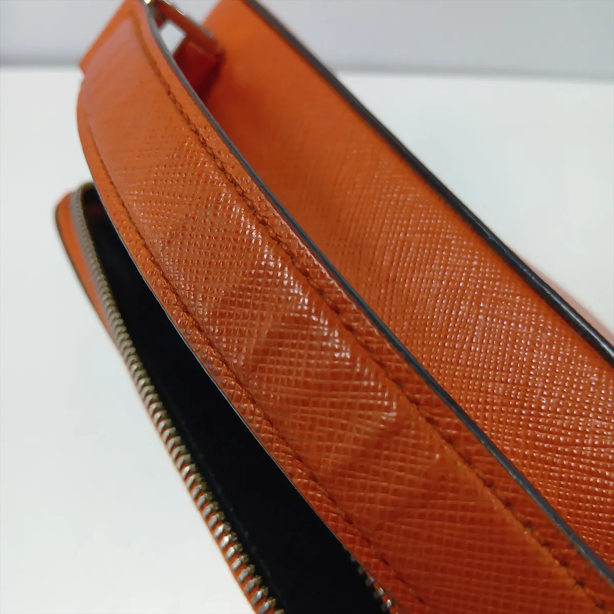 Saffiano Brick Leather 2-Way Handbag, Orange — view 14