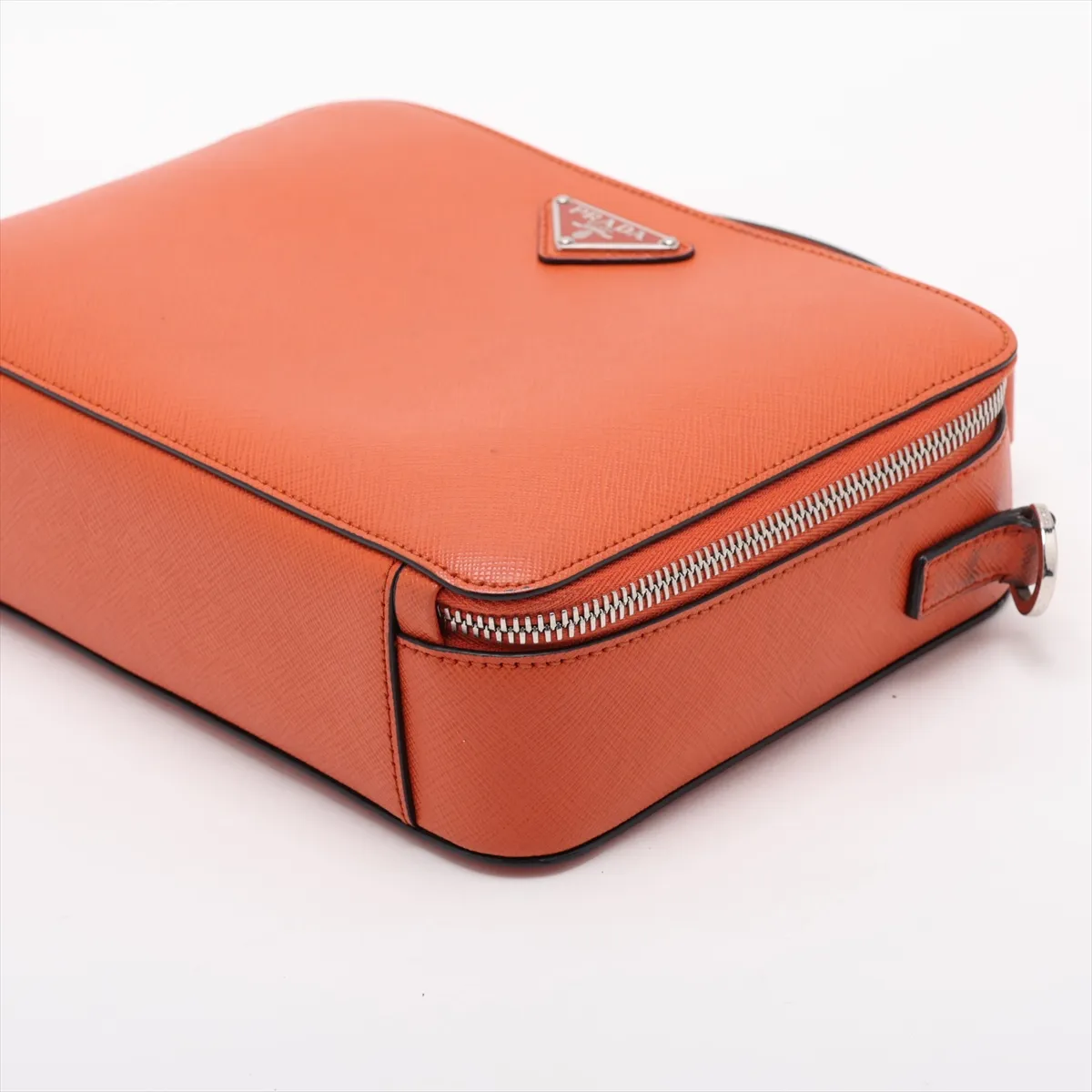 Saffiano Brick Leather 2-Way Handbag, Orange — view 3