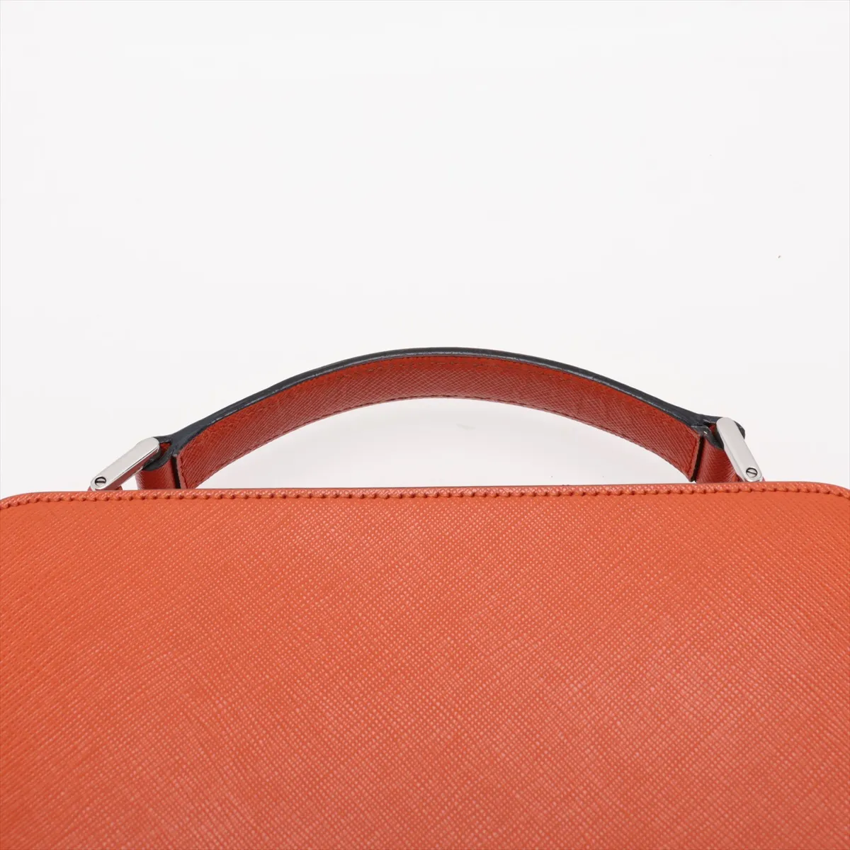 Saffiano Brick Leather 2-Way Handbag, Orange — view 6