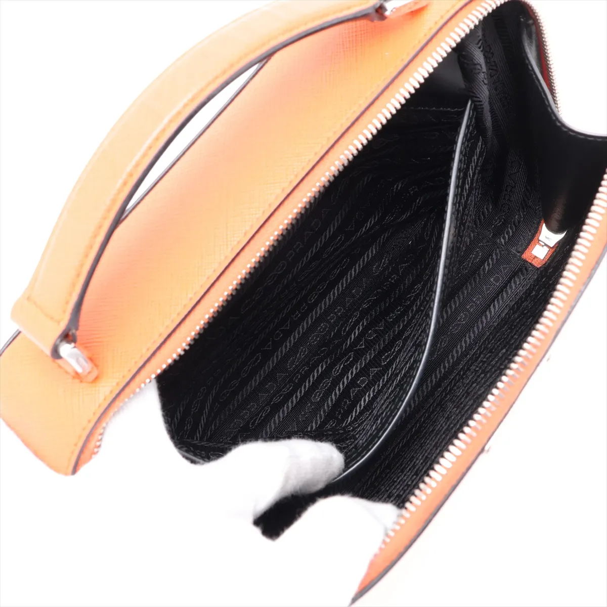 Saffiano Brick Leather 2-Way Handbag, Orange — view 9