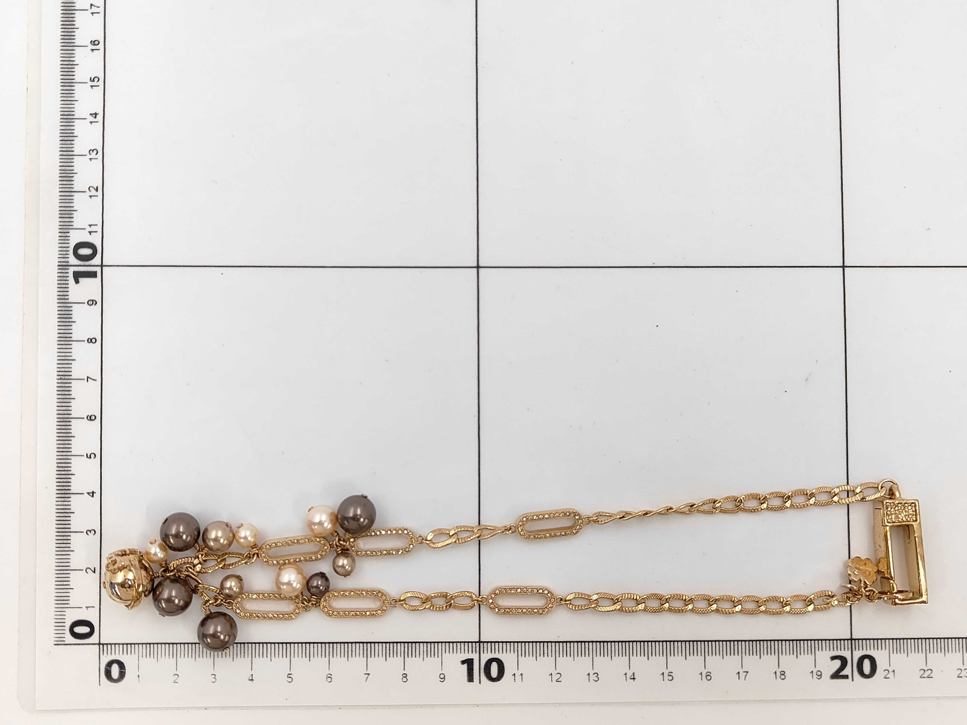 Rhinestone Costume Pearl Gold Necklace — view 6