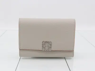 Anagram Compact Wallet, with some protective film, Greige