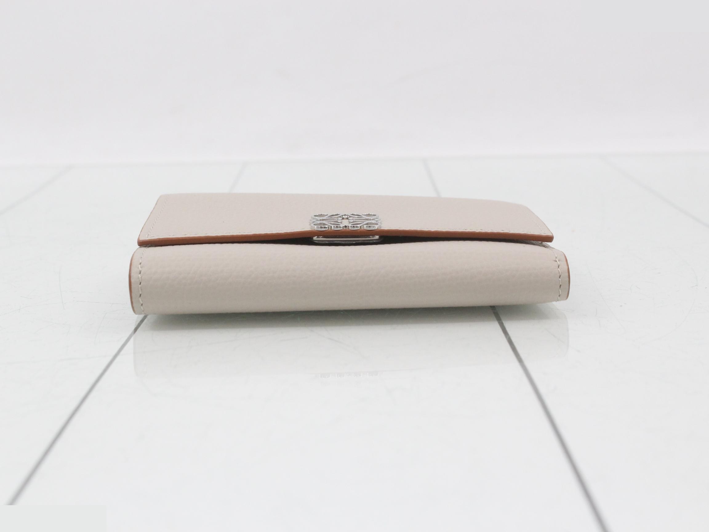 Anagram Compact Wallet, with some protective film, Greige — view 3