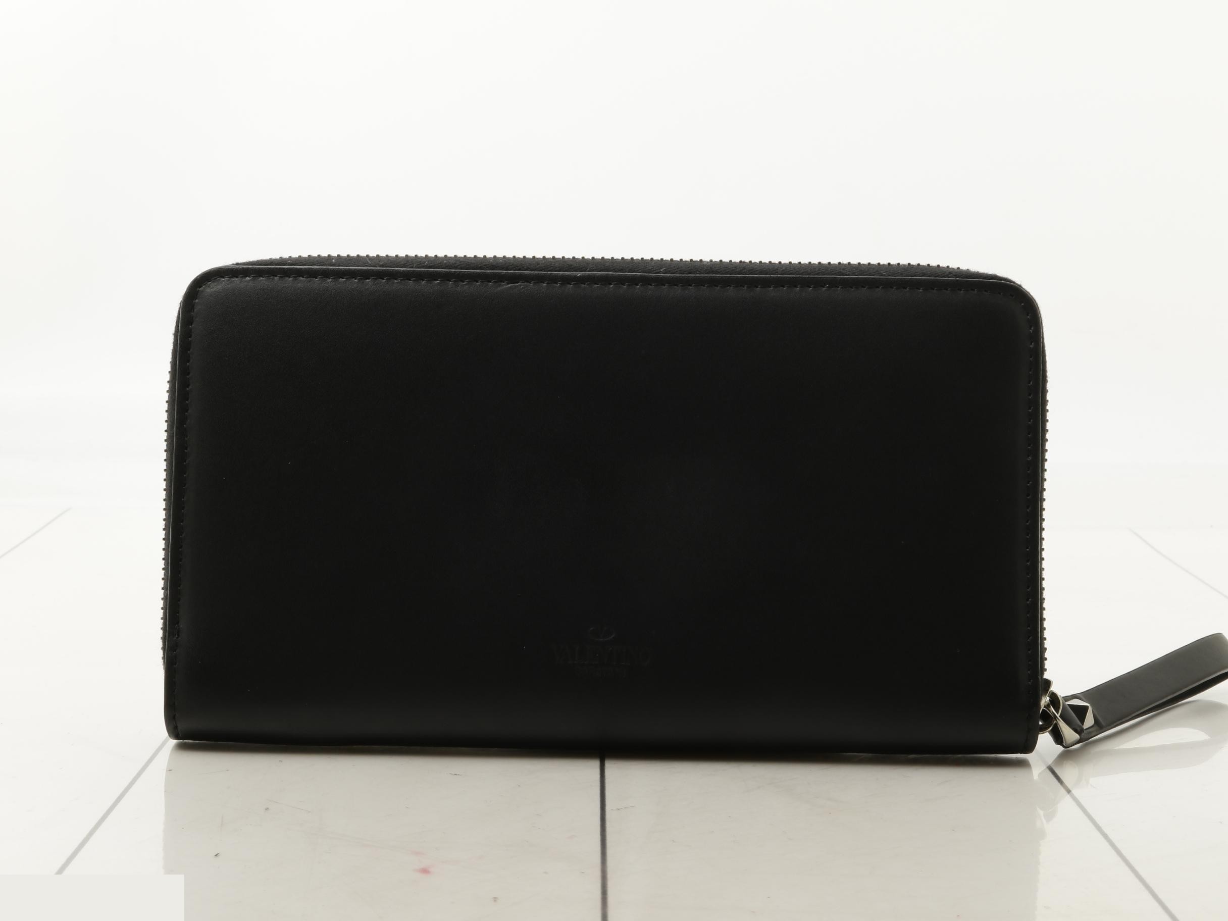 VLTN logo leather round zip long wallet — view 2