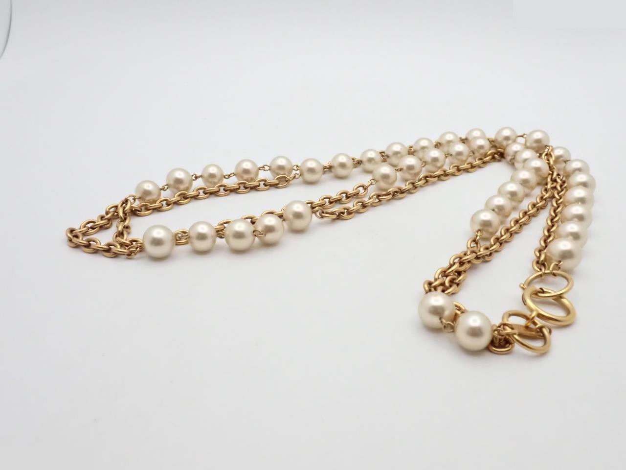 Pearl double strand long necklace, chain approximately 80cm — view 3
