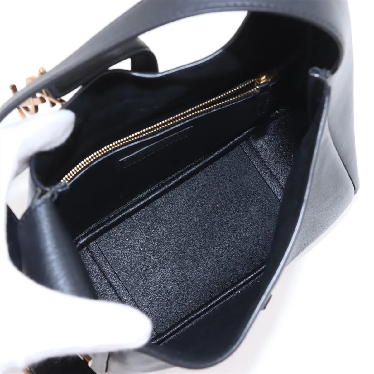 LE 5 A 7 Large Leather Shoulder Bag, Black, 753837 — view 7