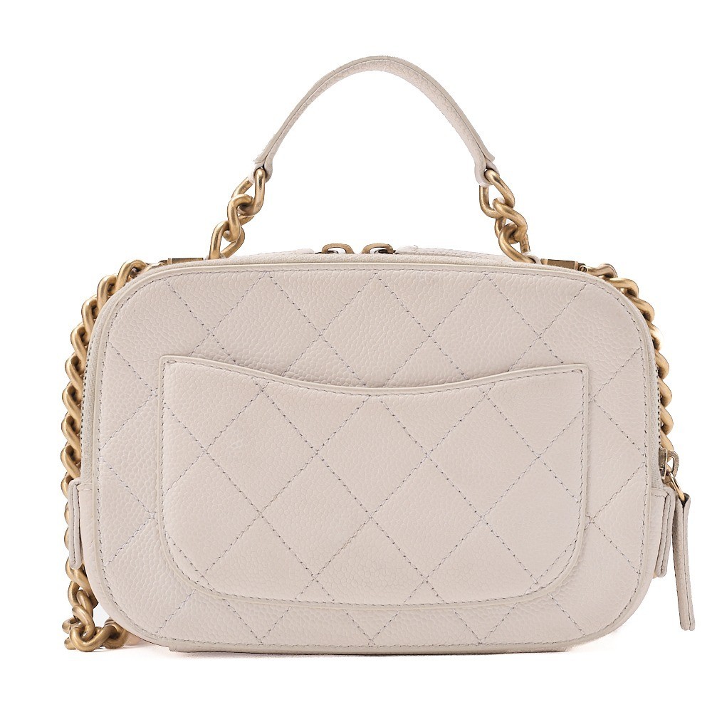Caviar leather, Coco Mark, chain shoulder bag, white, gold hardware, serial number 27 series. — view 2
