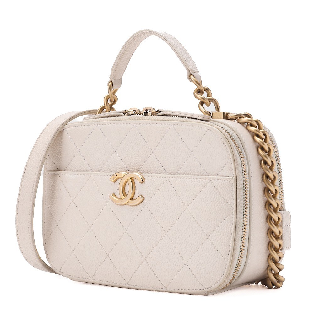 Caviar leather, Coco Mark, chain shoulder bag, white, gold hardware, serial number 27 series. — view 4