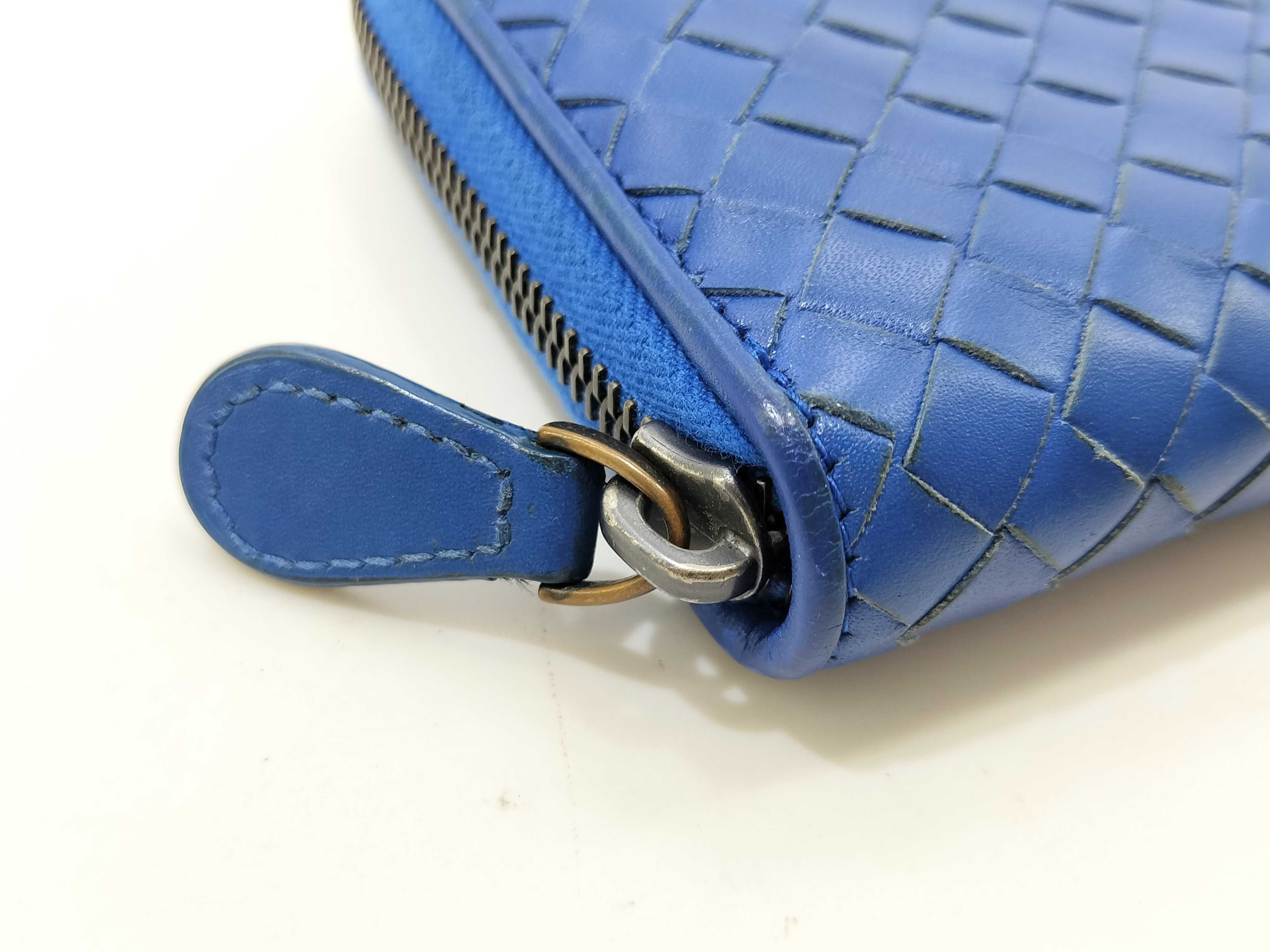 Intrecciato Long Wallet Leather Blue Intrecciato Wallet — view 6