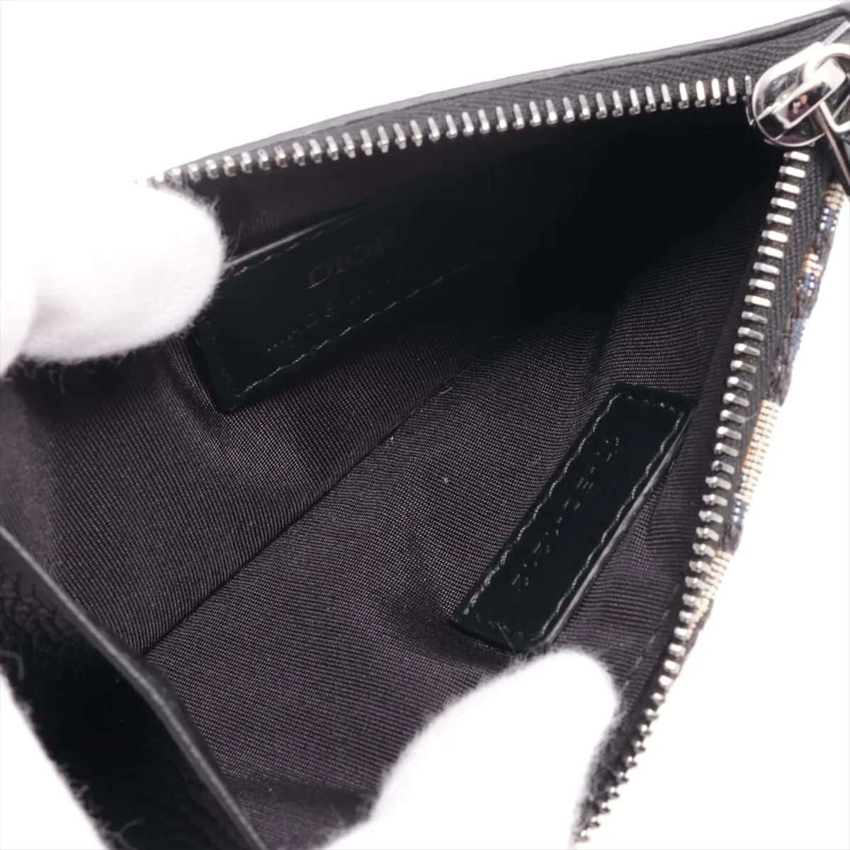 Oblique Canvas x Leather Fragment Case Navy — view 3
