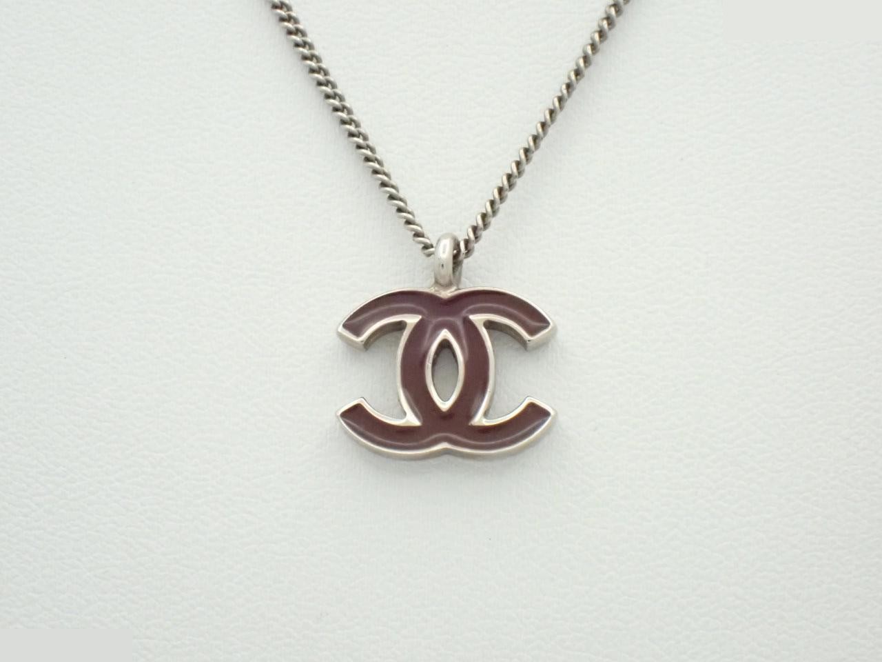 Necklace 02C Coco Mark Wine Red Silver