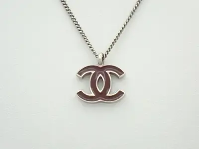 Necklace 02C Coco Mark Wine Red Silver