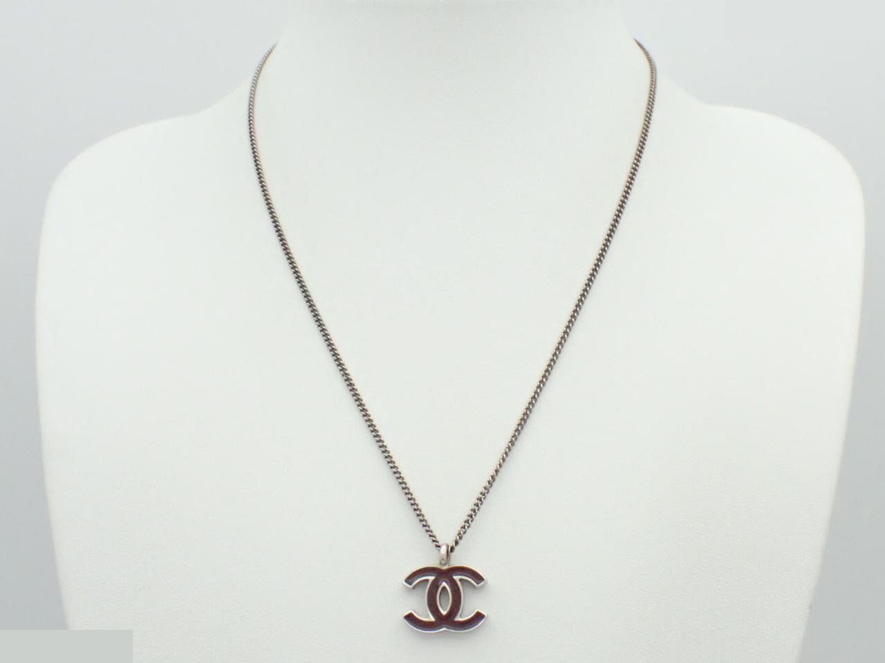 Necklace 02C Coco Mark Wine Red Silver — view 3