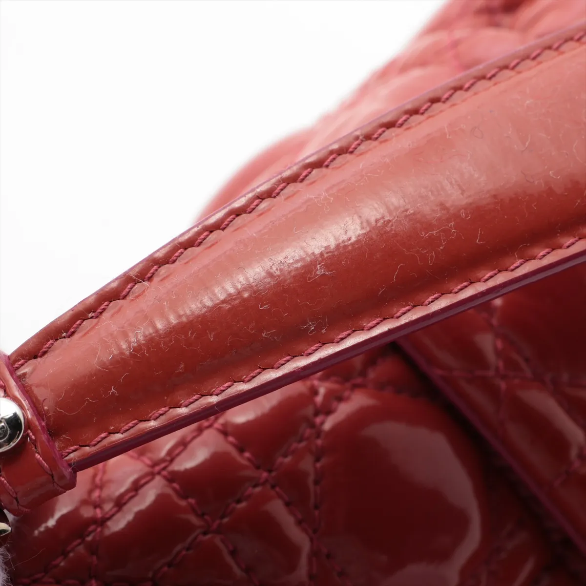 Cannage New Rock Patent Leather Chain Shoulder Bag Red — view 15
