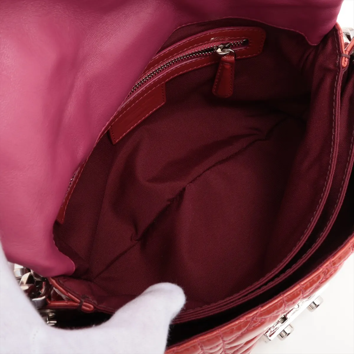 Cannage New Rock Patent Leather Chain Shoulder Bag Red — view 7