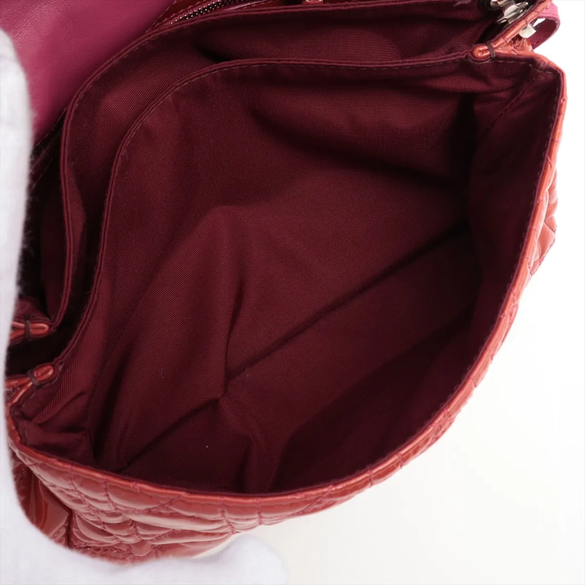 Cannage New Rock Patent Leather Chain Shoulder Bag Red — view 9