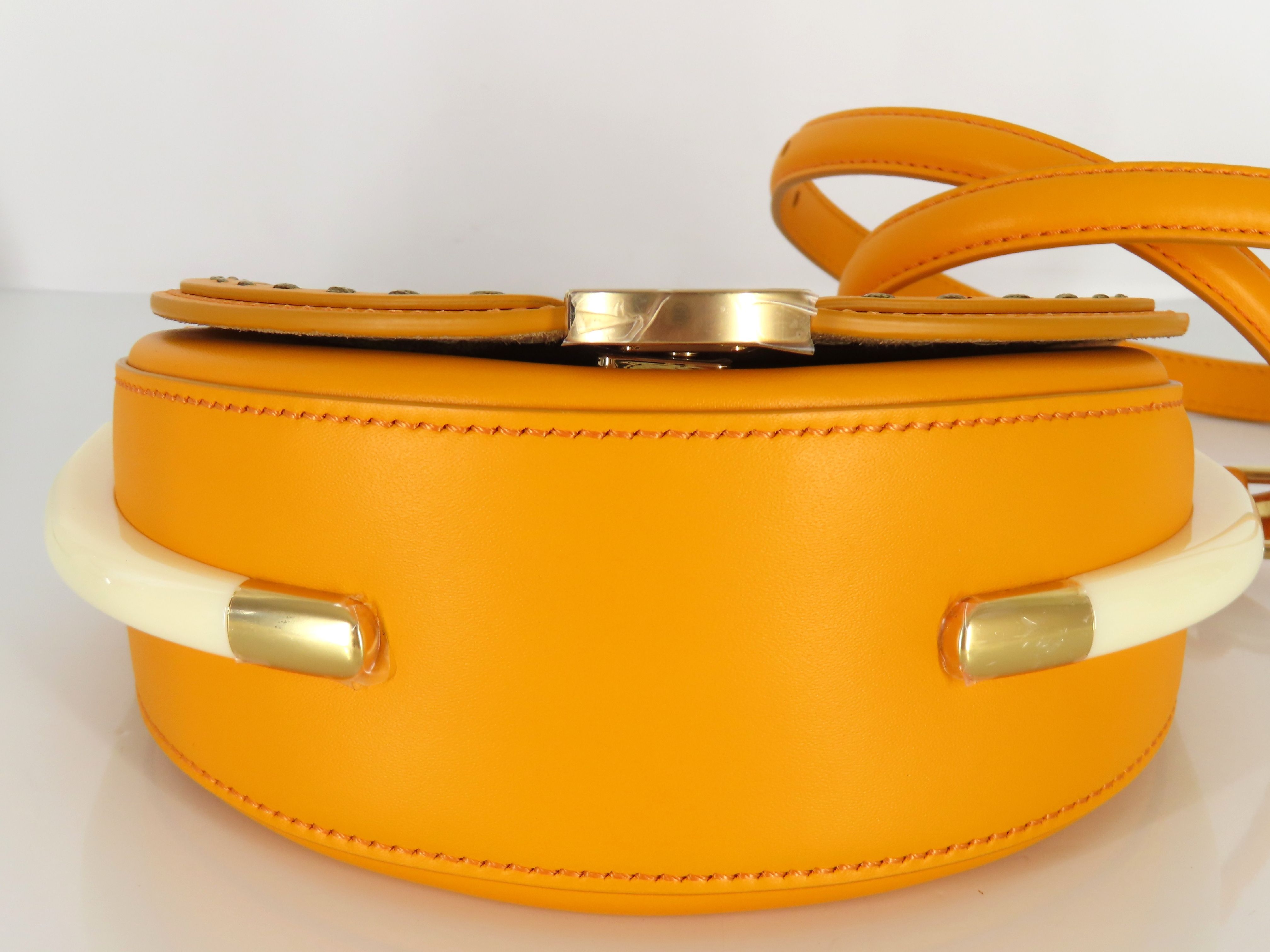 Moonlight Leather Shoulder Bag, Orange, 8BT346 (Shoulder Bag) — view 7