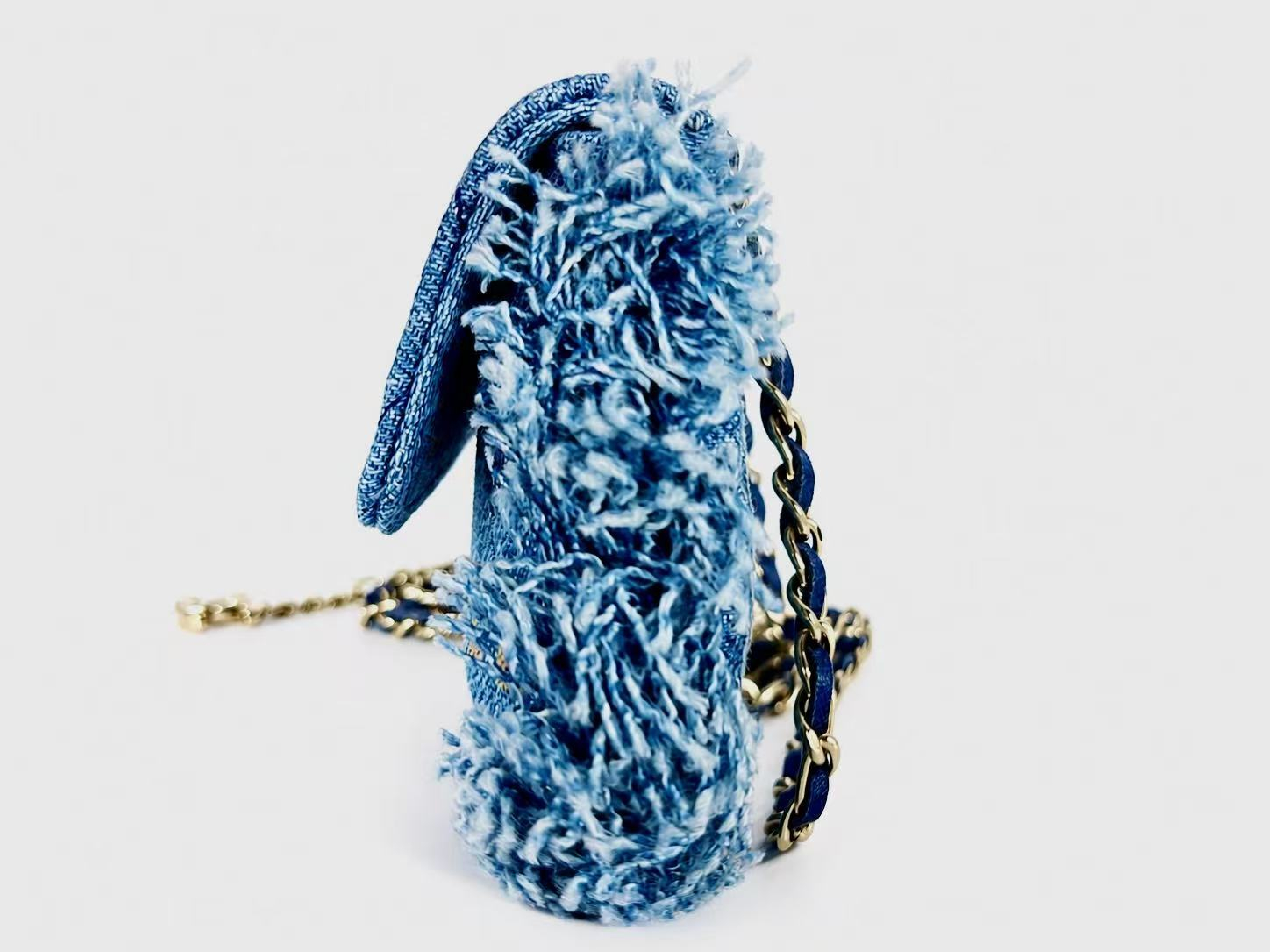 Matelassé Denim Print Fringe Pouch — view 8