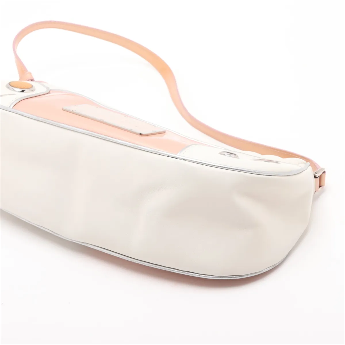 Cadillac Perforated Leather Shoulder Bag, White — view 3