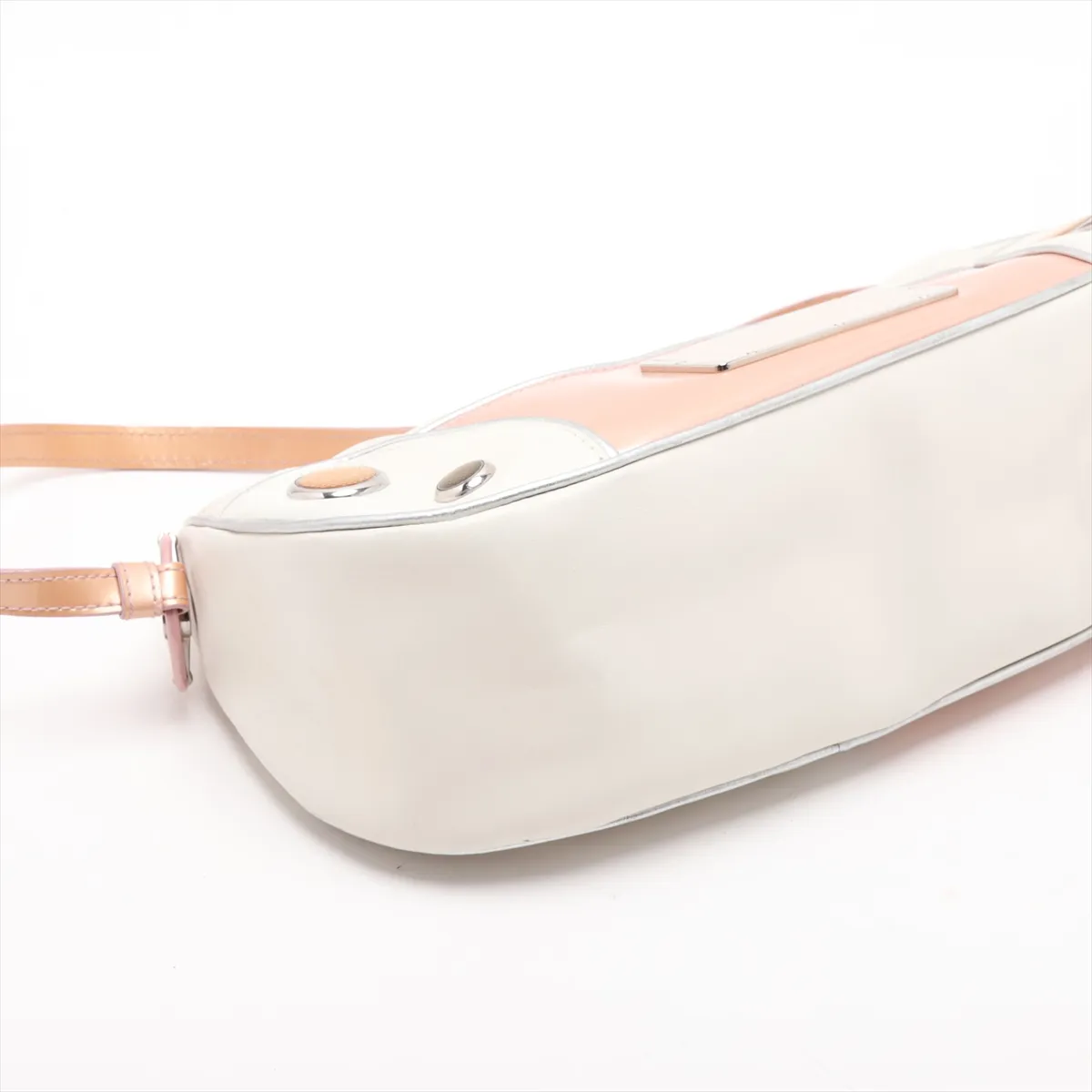 Cadillac Perforated Leather Shoulder Bag, White — view 4
