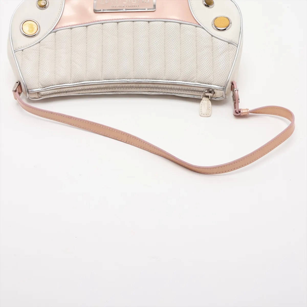 Cadillac Perforated Leather Shoulder Bag, White — view 5