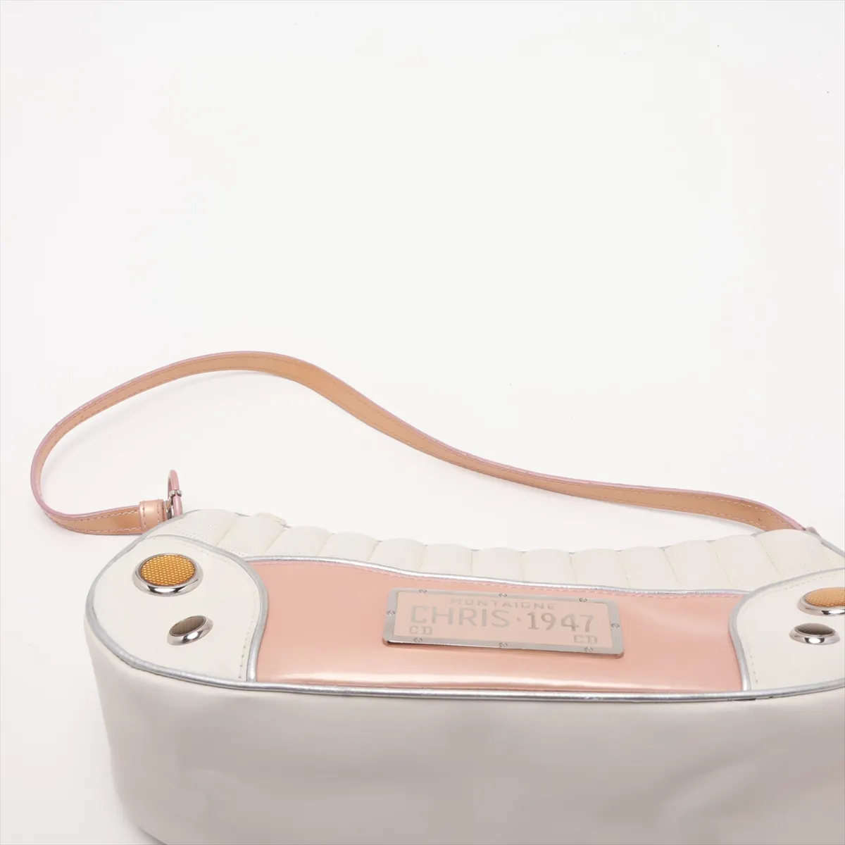 Cadillac Perforated Leather Shoulder Bag, White — view 6