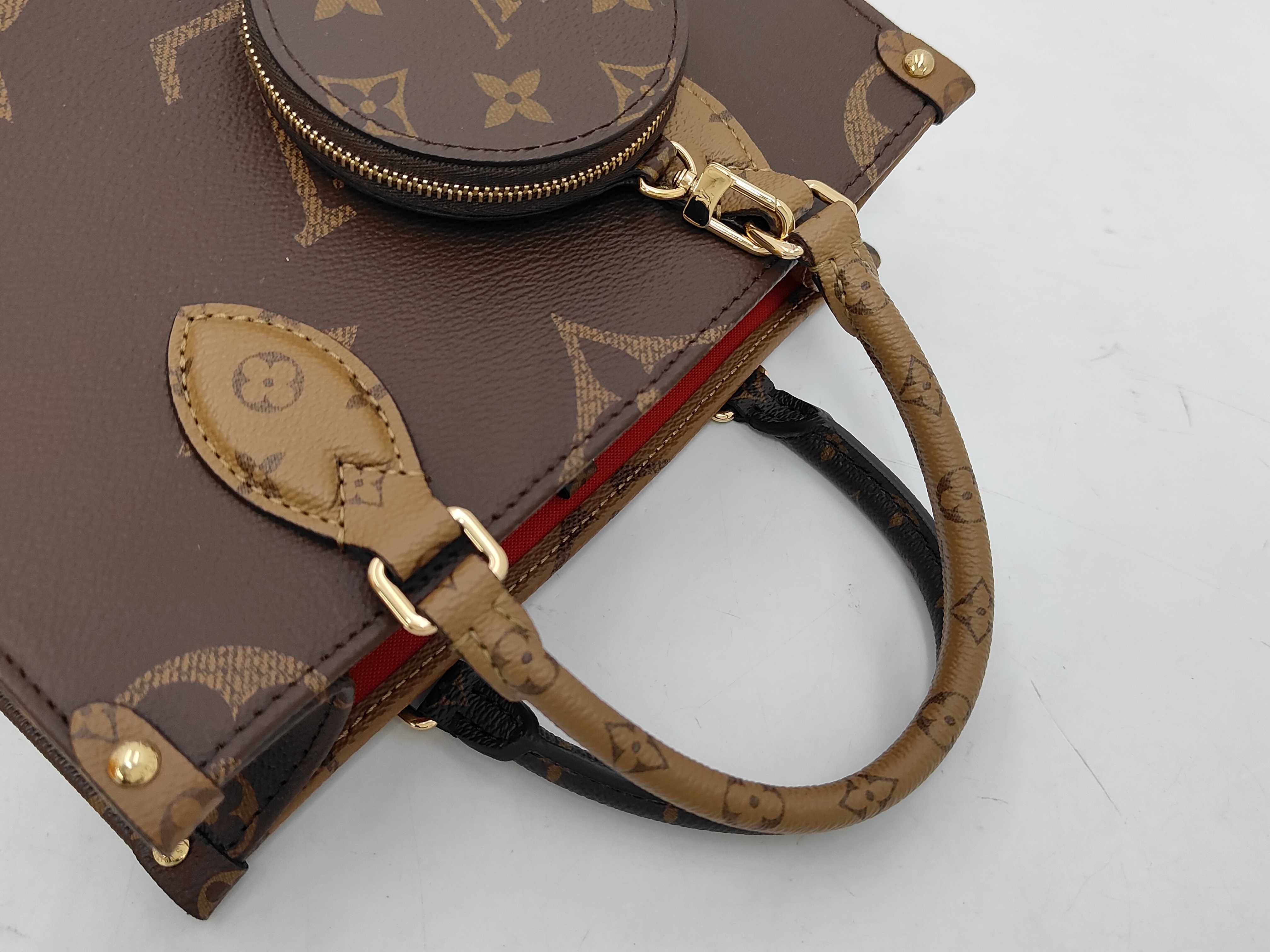 Monogram Reverse Canvas Giant Pattern OnTheGo PM Handbag with Coin Purse — view 3