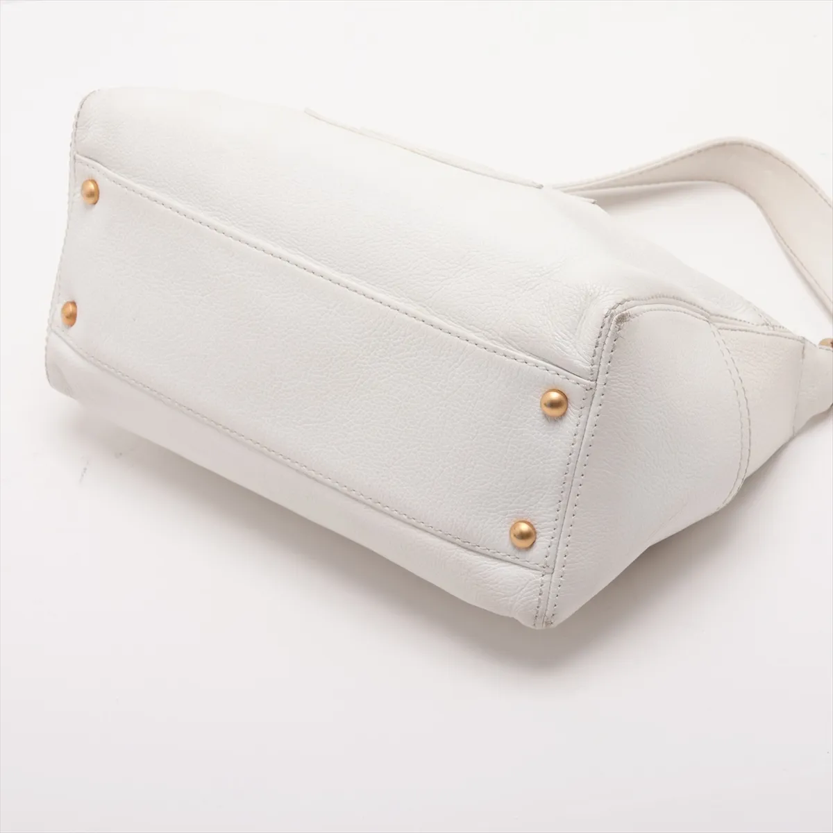 Coco Mark Leather Chain Shoulder Bag, White with Gold Hardware, 8904905, Series 8 — view 3