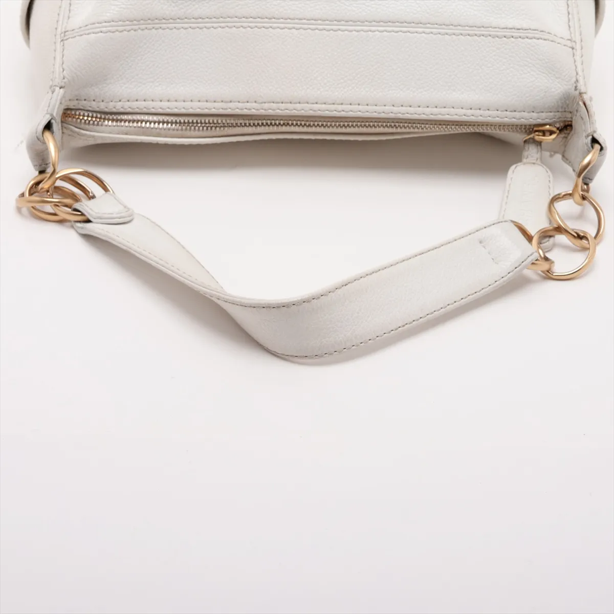 Coco Mark Leather Chain Shoulder Bag, White with Gold Hardware, 8904905, Series 8 — view 5