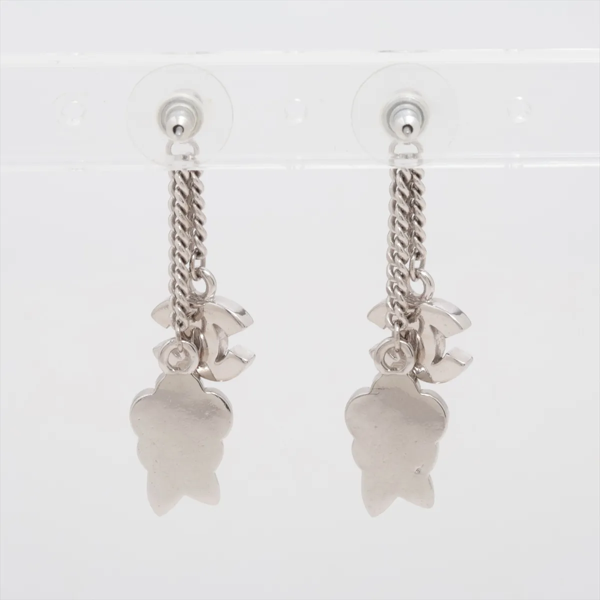 Coco Mark Camellia Earrings (Pair) Metal Ivory x Silver — view 2