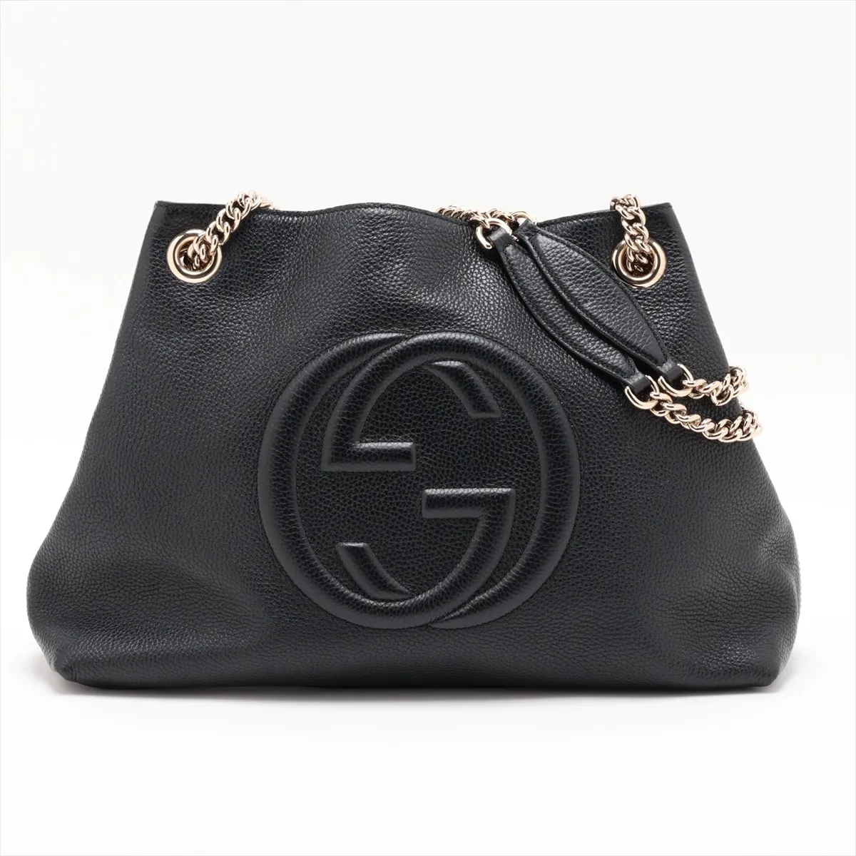 Soho Leather Chain Tote Bag, Black, 536196 (Outlet)