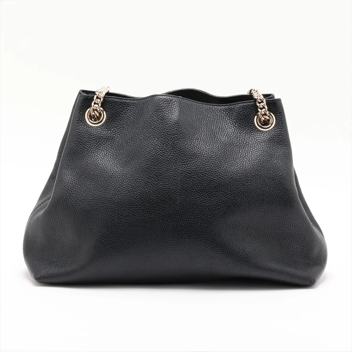 Soho Leather Chain Tote Bag, Black, 536196 (Outlet) — view 2