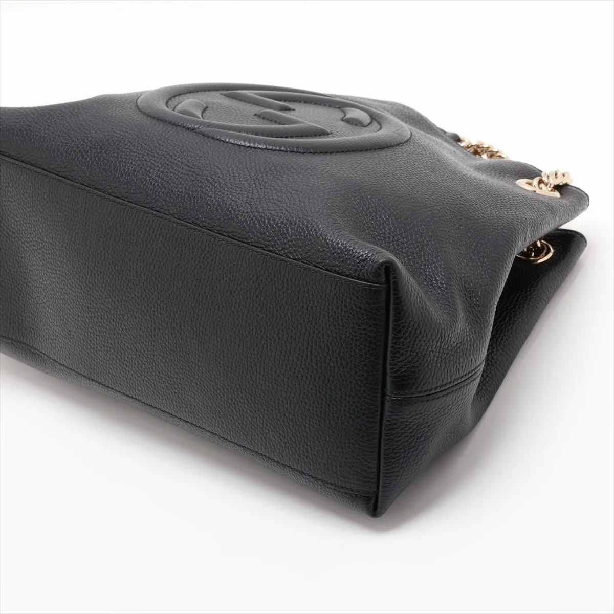 Soho Leather Chain Tote Bag, Black, 536196 (Outlet) — view 3