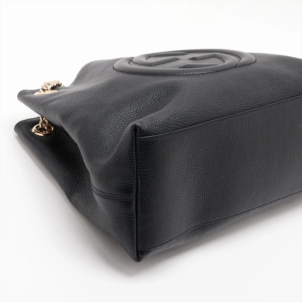 Soho Leather Chain Tote Bag, Black, 536196 (Outlet) — view 4