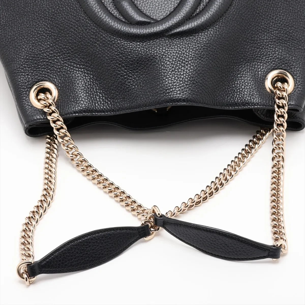 Soho Leather Chain Tote Bag, Black, 536196 (Outlet) — view 5