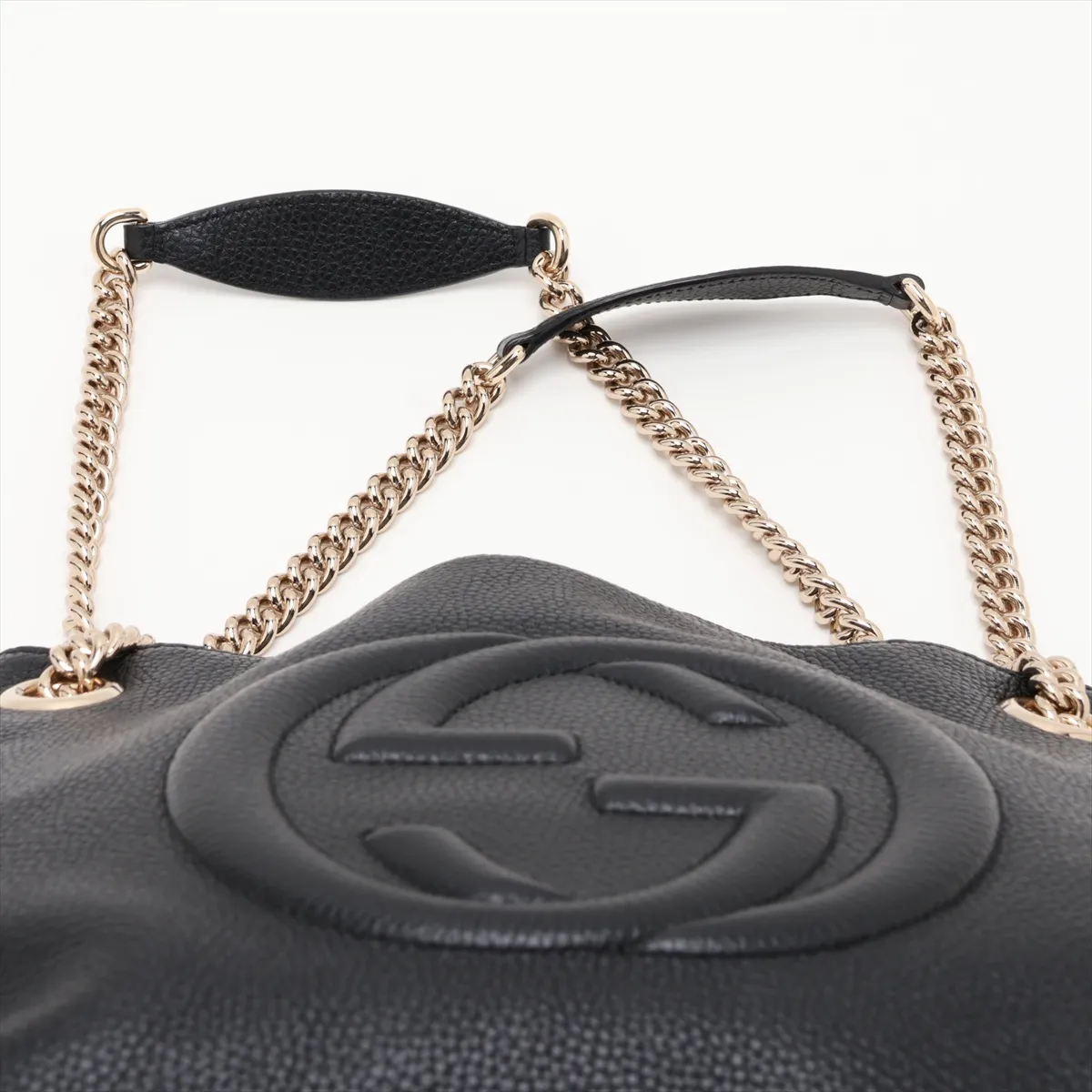 Soho Leather Chain Tote Bag, Black, 536196 (Outlet) — view 6