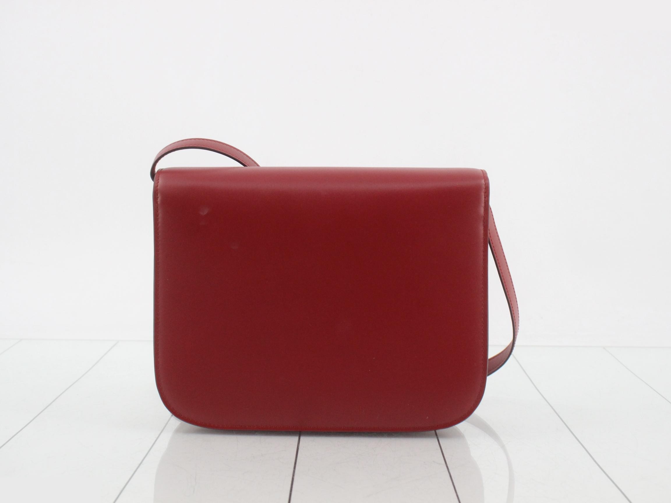 Classic Box Leather Shoulder Bag, Red — view 2